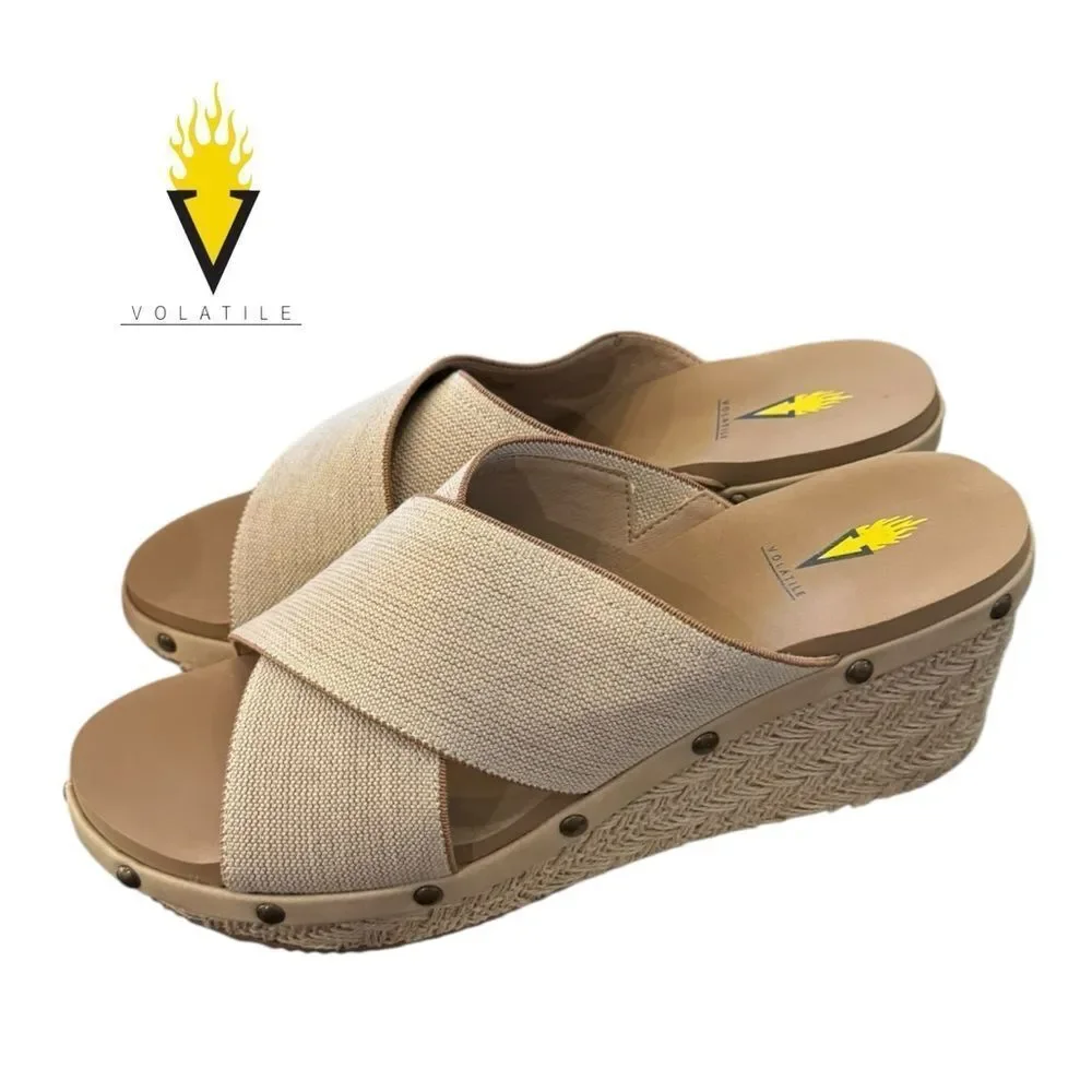 New Volatile Women's “Sandpointe” Natural Wedge Sandals 11